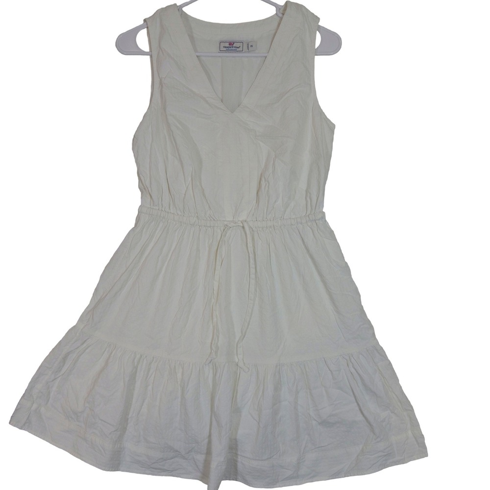 Vineyard Vines White Sleeveless Mini Dress with Tie Waist